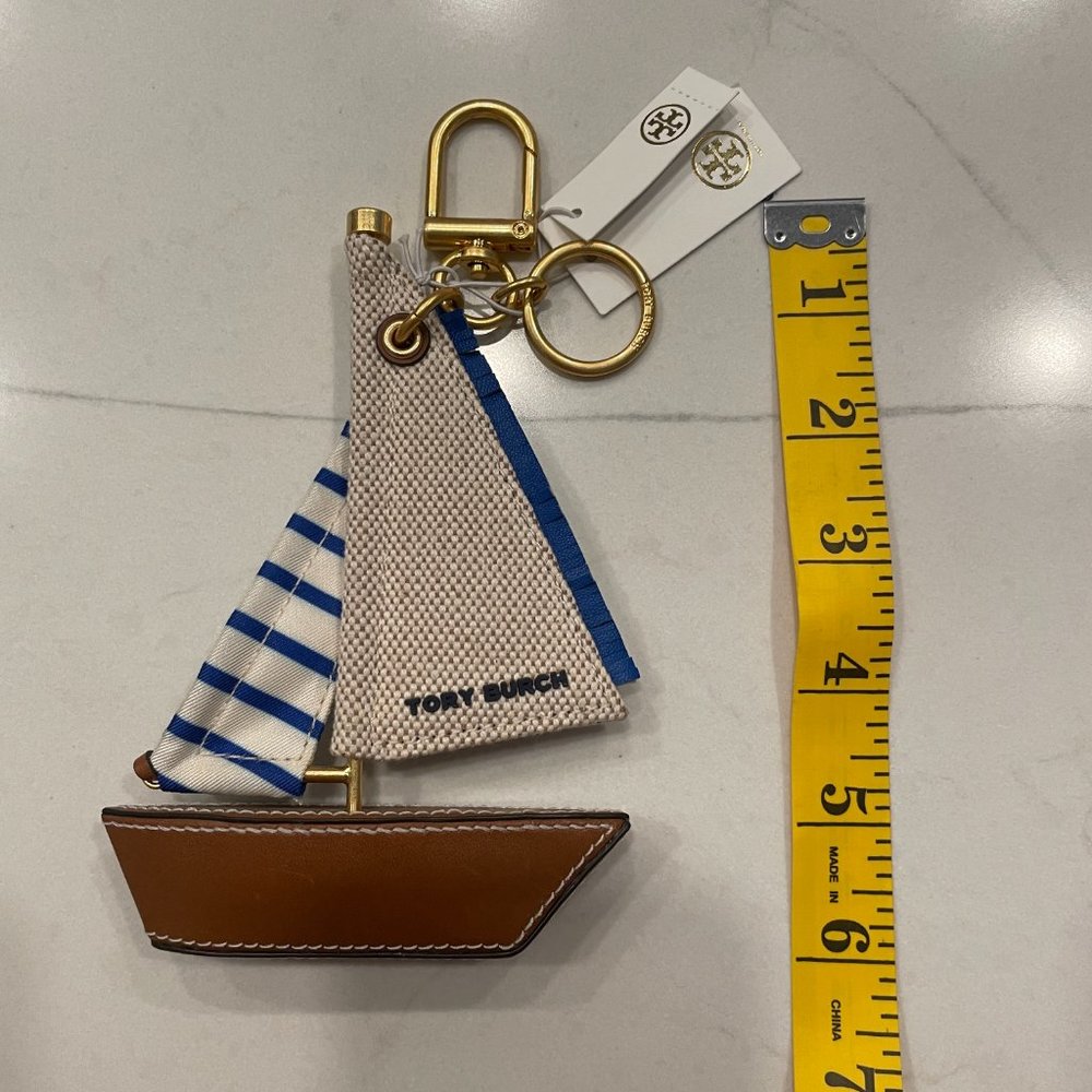 NWT Tory Burch  Multicolor Origami Sail Boat Bag Charm Keychain - Picture 3 of 7